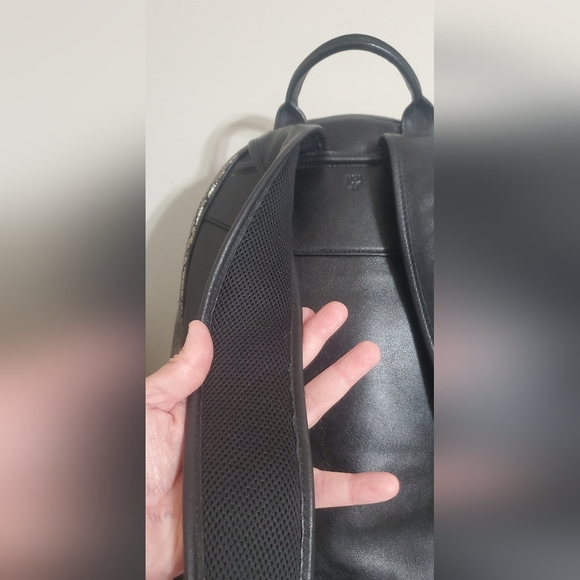 MCM Metallic Gray Cracked Leather Backpack - Picture 8 of 17